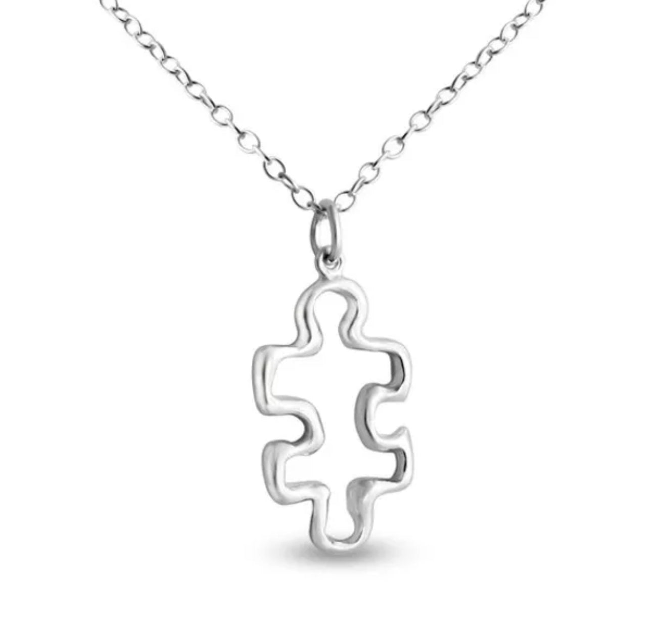 Hollow Outline Puzzle Piece Necklace Autism Awareness